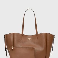 Γυναικεία Τσάντες Shopper και Tote Δερμάτινη τσάντα MICHAEL Michael Kors καφέ