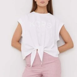 Γυναικεία Κοντομάνικο Βαμβακερό μπλουζάκι MICHAEL Michael Kors άσπρο