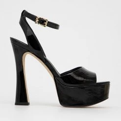 Γυναικεία Πέδιλα με τακούνι Δερμάτινα σανδάλια MICHAEL Michael Kors Jenson μαύρο