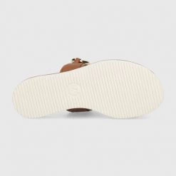 Γυναικεία Σαγιονάρες Δερμάτινες παντόφλες MICHAEL Michael Kors Scarlett Double Band χρώμα: καφέ -Michael Kors Εκπτώσεις unnamed file 3942