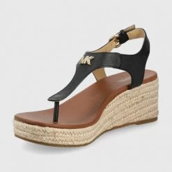 MICHAEL Michael Kors Γυναικεία Πέδιλα με τακούνι Δερμάτινα σανδάλια Michael Kors Laney Thong χρώμα: μαύρο -Michael Kors Εκπτώσεις unnamed file 3999