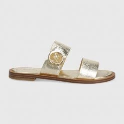 Γυναικεία Σαγιονάρες Δερμάτινες παντόφλες MICHAEL Michael Kors Summer Sandal χρώμα: χρυσαφί